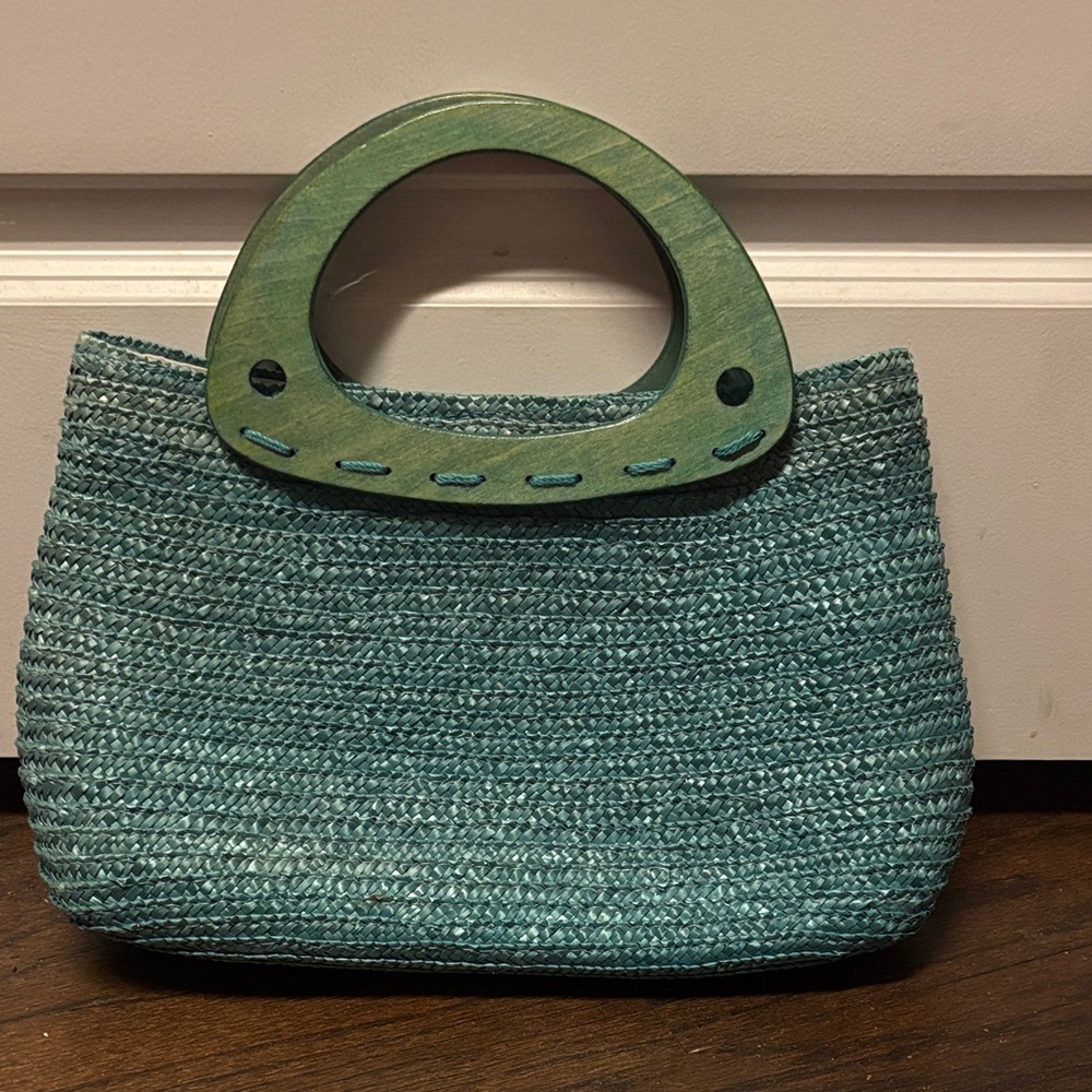 Elegant Teal Woven Handbag